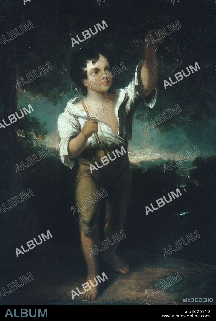 The Young Fisherman. Artist: Henry Inman (American, Utica, New York 1801-1846 New York). Dimensions: 13 1/4 x 9 5/8 in. (33.7 x 24.4 cm). Date: ca. 1829.
Born in Utica, New York, Inman began studying art as a child. Although he was a prolific portrait painter, he is also credited as being the first American-born artist to have successfully attempted genre painting. "The Young Fisherman" is his earliest important genre painting, and was made to serve as the basis for an engraving. Relying to some extent on romanticized French images of peasants, Inman focuses on the innocence of childhood as the healthy boy plucks an insect for bait. The youth and promise of the boy are echoed by the lush virgin landscape in the background.