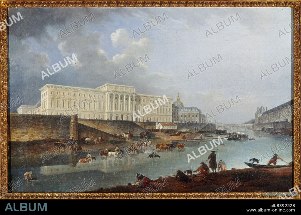 PIERRE-ANTOINE DEMACHY. Hotel de la Monnaie, the Quai de Conti and the Seine, seen from the tip of la Cite, 1777.