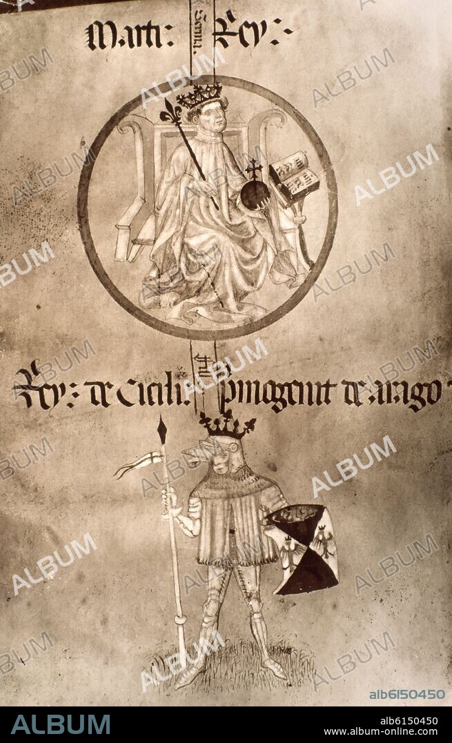 MARTIN I HUMANO (1356-1410) Y MARTIN I EL JOVEN (1374-1409) - MANUSCRITO DE POBLET.