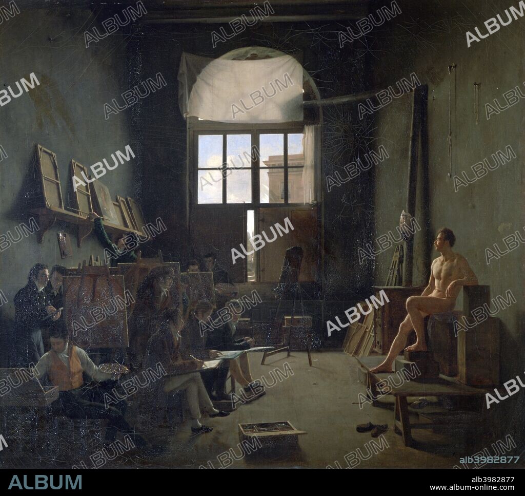 'The Workshop of David', 1814. From the the collection of the Louvre, Paris, France.