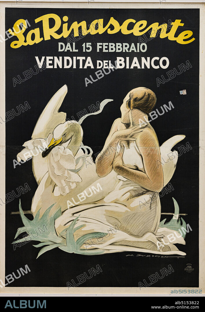 La Rinascente, From February 15 sale of linen, Illustration for the advertising poster by Marcello Dudovich, 1922-26, chromolithography on paper.