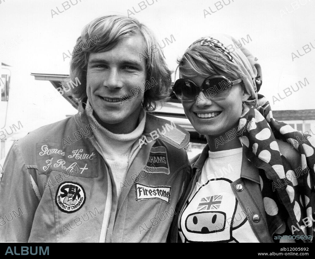 James Hunt with his wife Suzy. 1974.