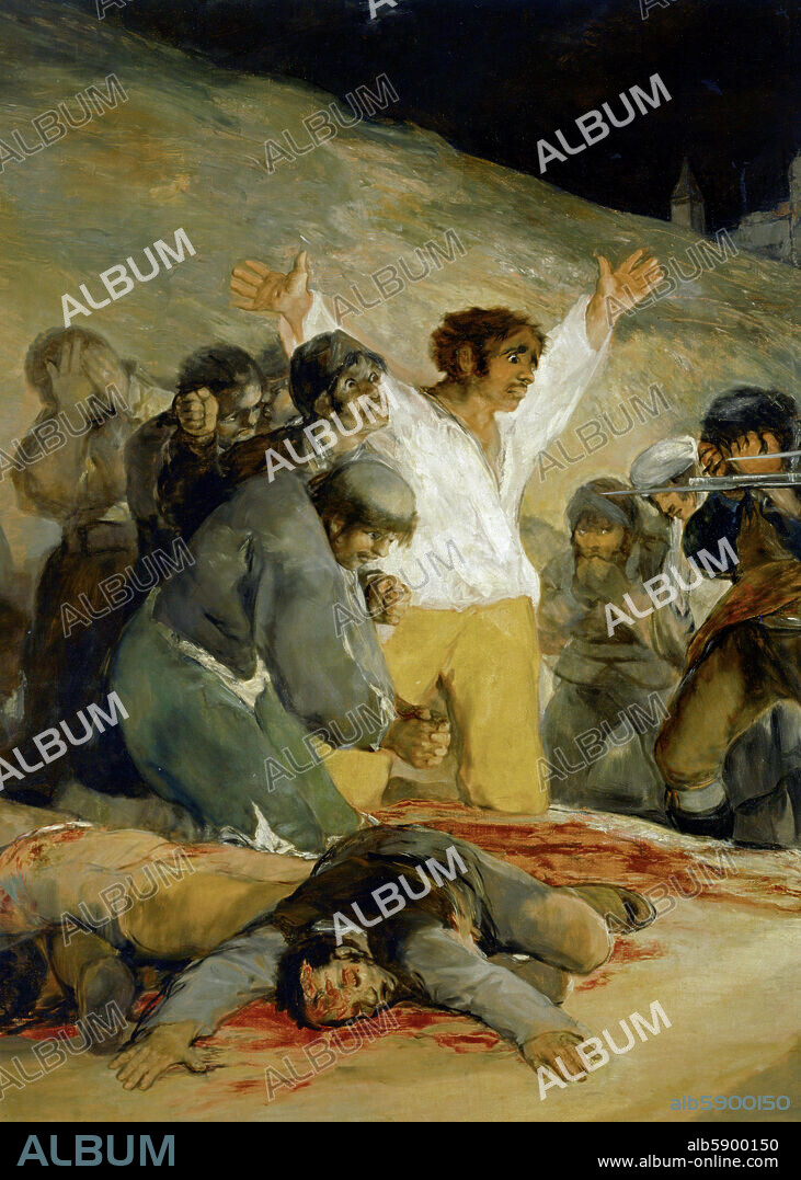 FRANCISCO DE GOYA. The Third of May (detail). 
The execution of Spanish insurgents 
by Napoleonic troops under General Murat, on Principe 
Pio Hill, Madrid, May 3, 1808. Painted 1814 
Oil on canvas; 266 x 345 cm 
Inv. 749 
Detail of 40-05-04/53.