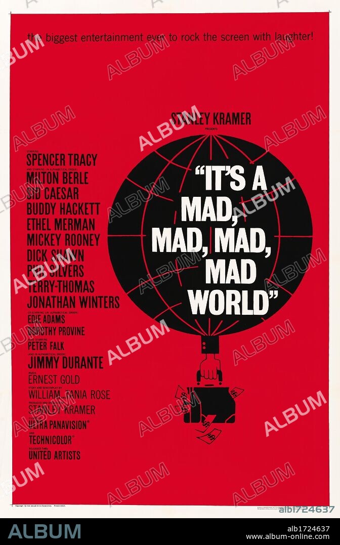 Poster of IT'S A MAD MAD MAD MAD WORLD, 1963 (IT'S A MAD, MAD, MAD, MAD WORLD), directed by STANLEY KRAMER. Copyright UNITED ARTISTS.