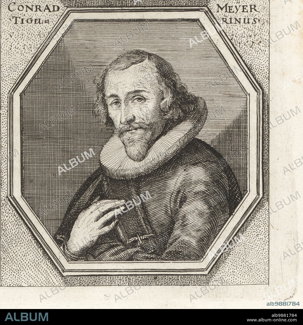 Conrad Meyer, Swiss landscape painter, engraver, and medallist of Zurich, 1618-1689. Student of his father Dietrich Meyer and Matthaus Merian. Conrad Meyer Tigurinus. Copperplate engraving after an illustration by Joachim von Sandrart from his LAcademia Todesca, della Architectura, Scultura & Pittura, oder Teutsche Academie, der Edlen Bau- Bild- und Mahlerey-Kunste, German Academy of Architecture, Sculpture and Painting, Jacob von Sandrart, Nuremberg, 1675.