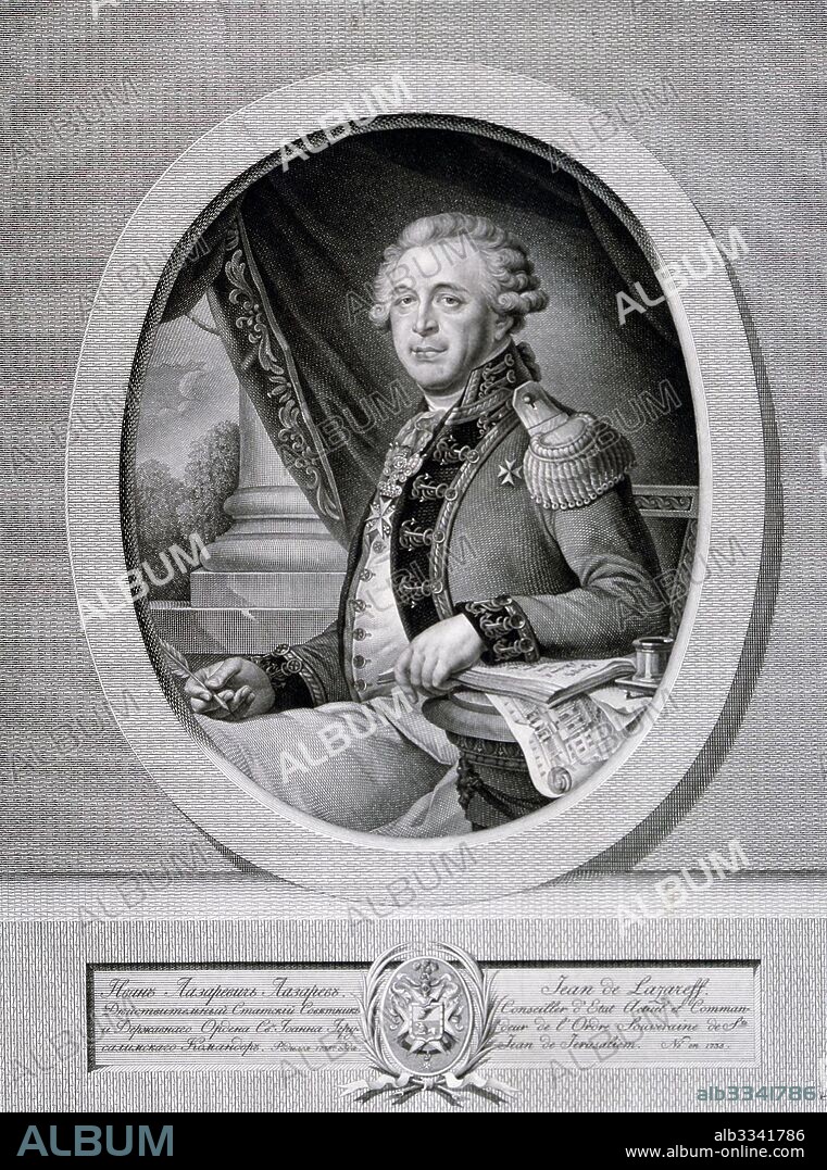 LAMPI, JOHANN-BAPTIST VON, THE ELDER. Portrait of Ivan Lazarevich Lazarev (1735-1801).