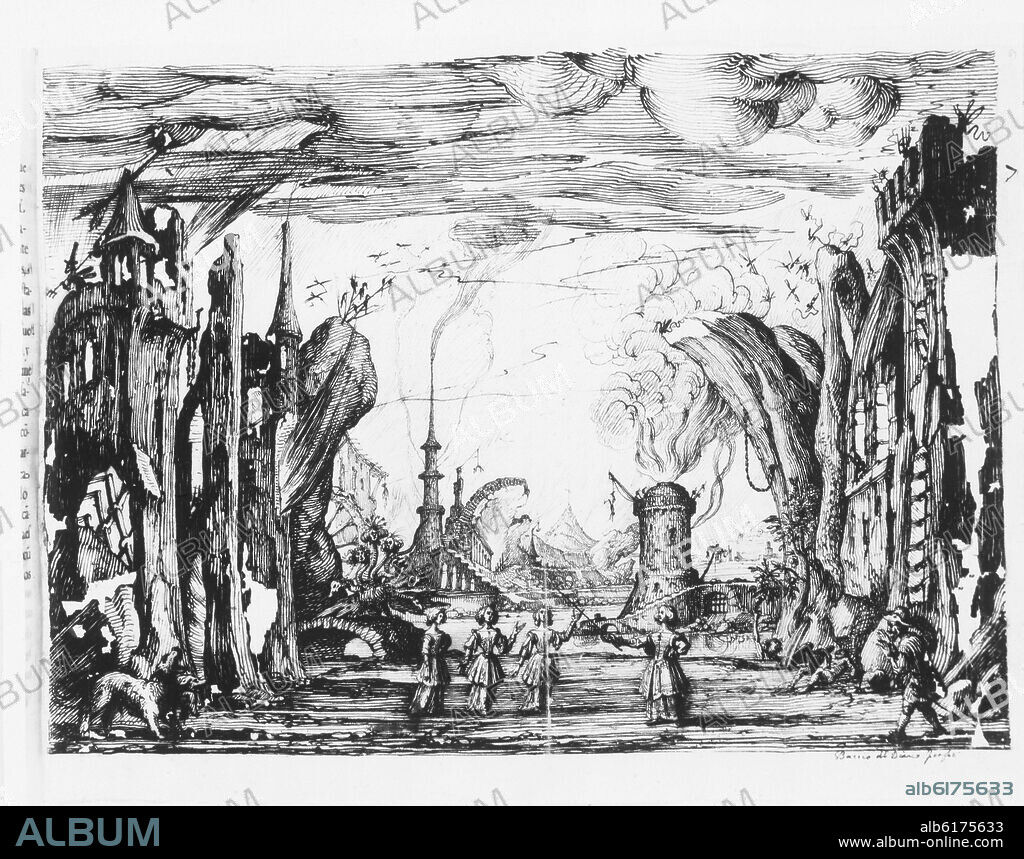 BACHO DEL BIANCO (1604-1657). DIBUJOS PARA LA ESCENOGRAFIA DE PERSEO Y ANDROMEDA DE CALDERON DE LA BARCA- MS TYP 258 H.