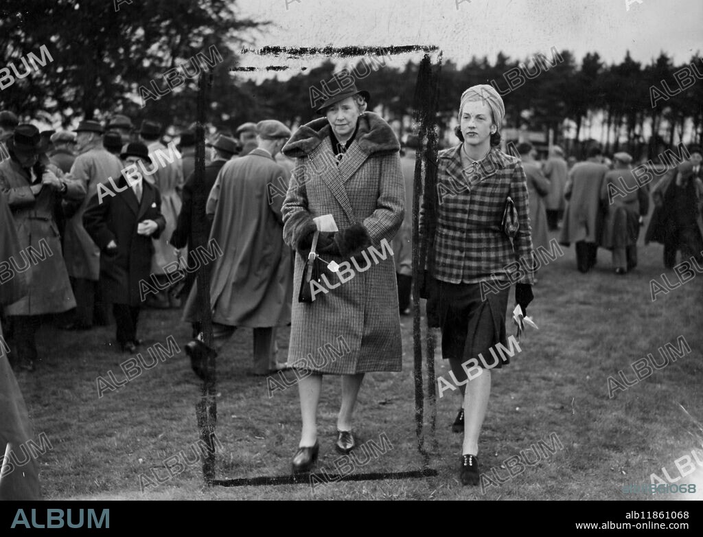The Marchioness of Linlithgow was at the Lanark Races with her daughter, Lady Doreen Hope. 2 October 1946.