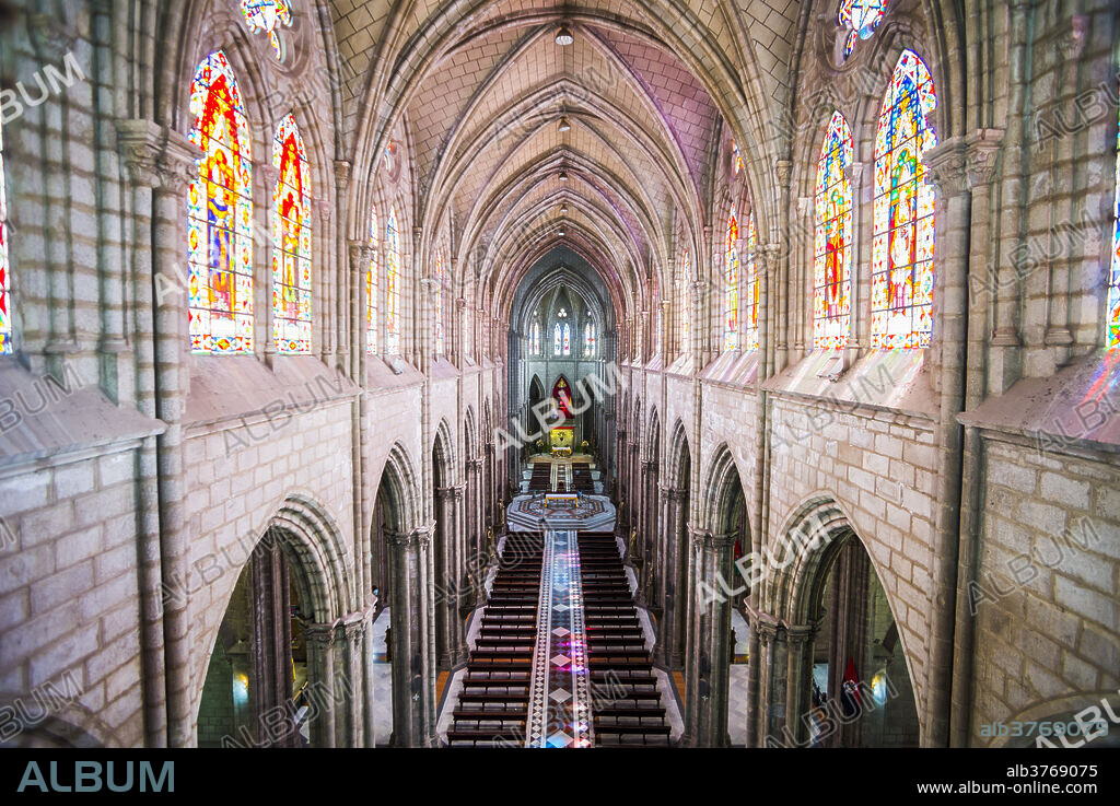 La Basilica Church (Basilica del Voto Nacional), City of Quito, Old Town, UNESCO World Heritage Site, Ecuador, South America.