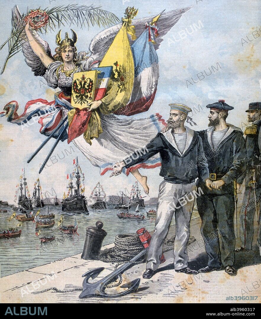 The Franco-Russian Entente, 1893. A print from the Le Petit Journal, 30th September 1893.