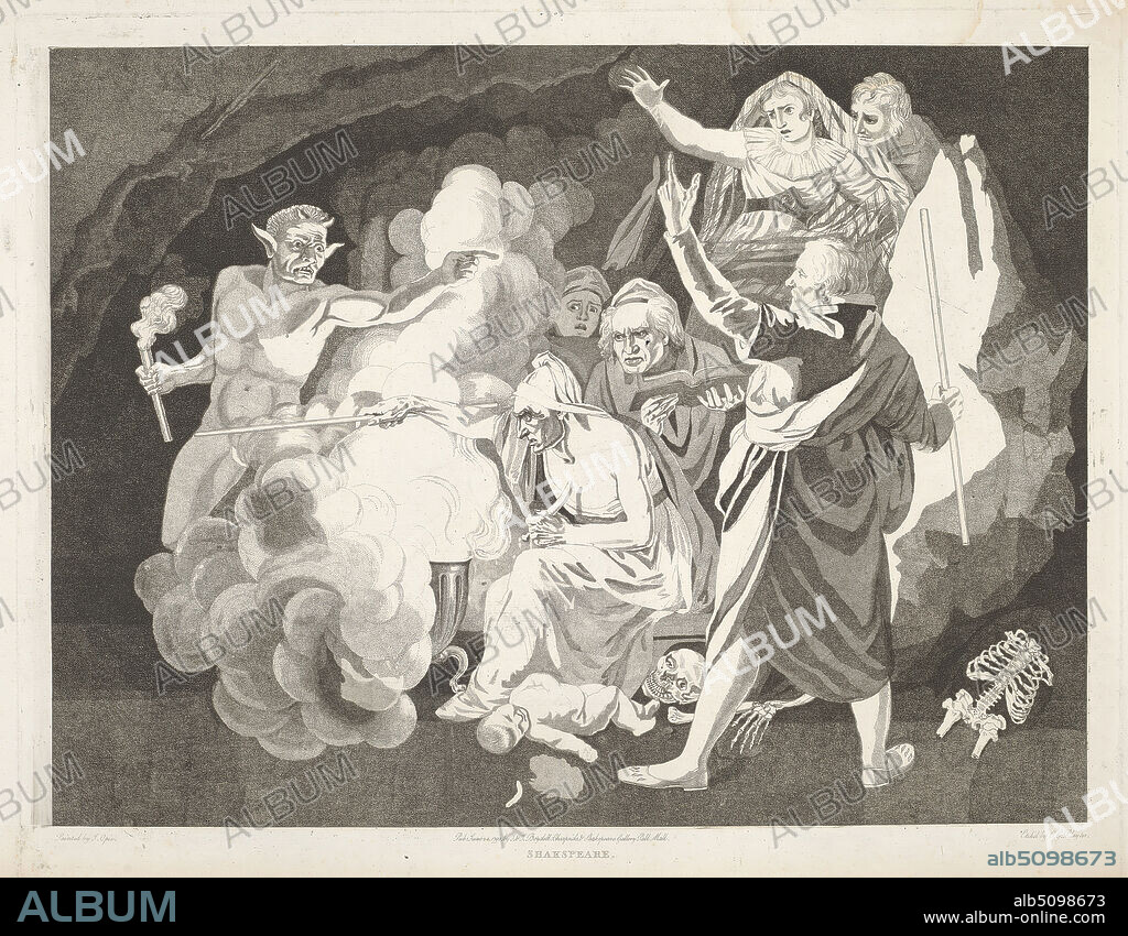 Henry VI, Part II: Act I, Scene iv, Mother Jourdaine, Himi---, Charles Gauthier Playter, died 1809, And Robert Thew, 17581802, British, after John Opie, 17611807, British, 1803, Engraving, Sheet: 17 3/8 x 23 3/16in. (44.1 x 58.9cm).