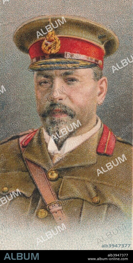 General Louis Botha (1862-1919), Afrikaner soldier and statesman, 1917. Botha was Commander-in-chief of the Boer forces from 1900 during the 2nd Boer War (1899-1902), leading a guerrilla campaign against the British. After the war he served as Prime Minister of Transvaal from 1907-1910, before being elected President of the Union of South Africa, an office he held until 1919. From Will's Cigarettes 'Allied Army Leaders' cigarette card series, 1917.