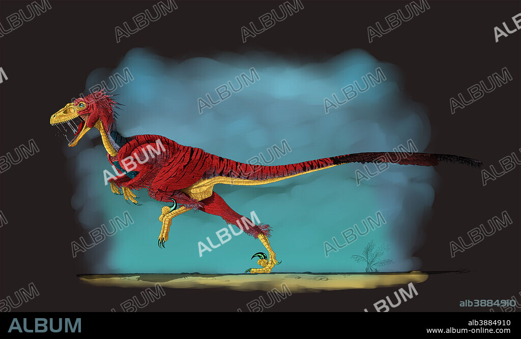 Deinonychus, a genus of carnivorous dromaeosaurid dinosaur.