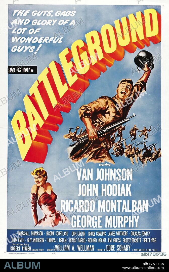 Poster de FUEGO EN LA NIEVE, 1949 (BATTLEGROUND), dirigida por WILLIAM A. WELLMAN. Copyright M.G.M.