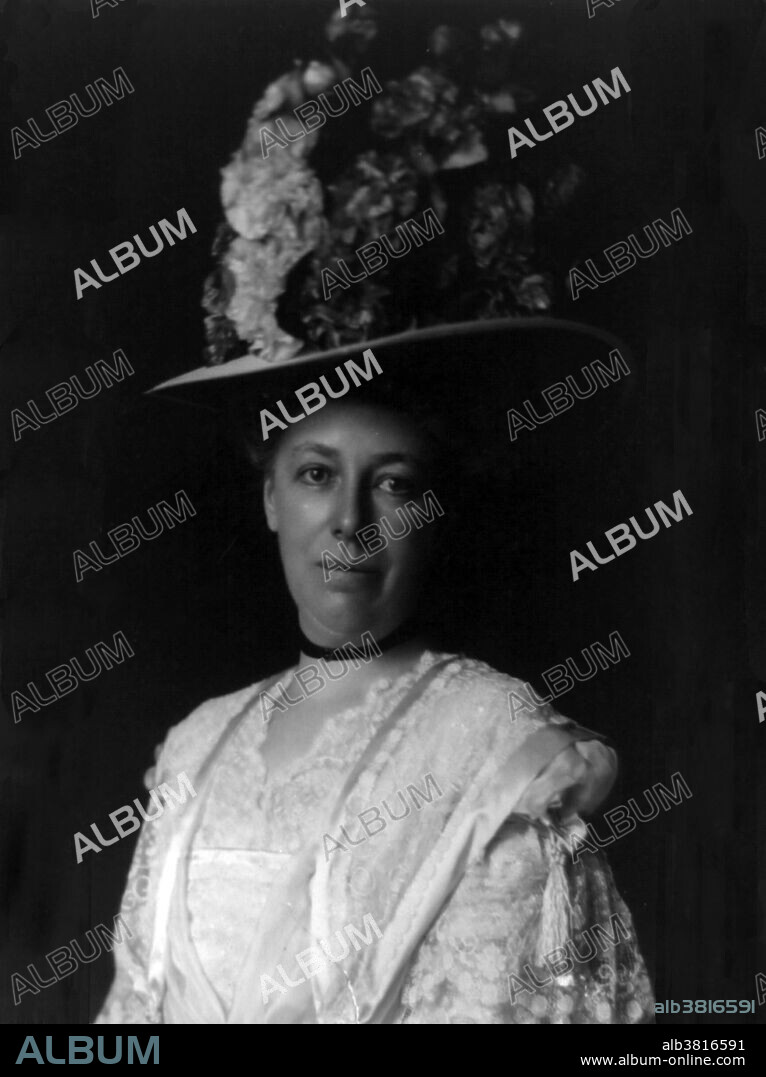 Helen Louise Herron "Nellie" Taft (June 2, 1861 - May 22, 1943) was the wife of William Howard Taft and First Lady of the United States from 1909 to 1913. Nellie graduated from the Cincinnati College of Music and taught school briefly before her marriage. She met William Howard Taft at a bobsledding party in Cincinnati; he was 22 years old, she was 18. After a four year courtship they were married in 1886. Their union produced three offspring; two sons, Robert and Charles, and one daughter, Helen. She welcomed each step in her husband's political career: state judge, Solicitor General of the United States, and federal circuit court judge. As First Lady, she was the first wife of a president to ride alongside her husband down Pennsylvania Avenue on Inauguration Day. Two months after entering the White House, Mrs. Taft suffered a stroke, impairing her speech. She never fully recovered. With the help of her sisters, however, she entertained moderately. In her most lasting contribution as First Lady, Mrs. Taft arranged for the planting of the 3,020 Japanese cherry trees that grace the Washington Tidal Basin. Mrs. Taft was a Wet (an opponent of the Prohibition movement), so White House guests were entertained with alcohol during her time as First Lady. She died in 1943, at the age of 81, and was buried next to her husband at Arlington National Cemetery. Photographed by the Pach Brothers, 1908.