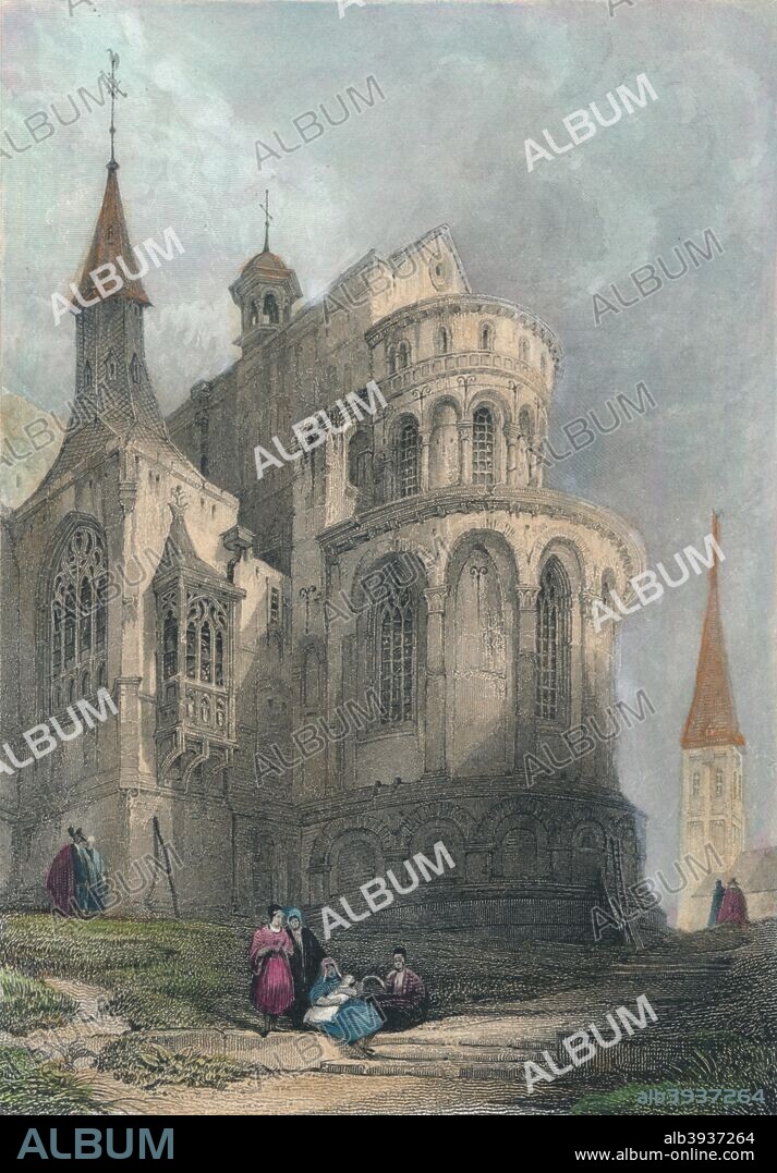 'The Church of St. Maria. Cologne', 1834. After David Roberts (1796-1864). From The Pilgrims of the Rhine, by Edward Bulwer-Lytton. [Saunders & Otley, London, 1834].