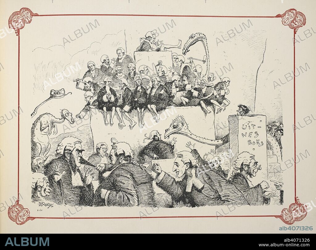 EDWARD TENNYSON REED. Amenities of the law!. Prehistoric Peeps. From â€œPunch.â€ Drawn by E. T. Reed. [With 26 plates.]. London : Bradbury, Agnew & Co., [1896]. Source: 1876.b.36 peep XXIV.