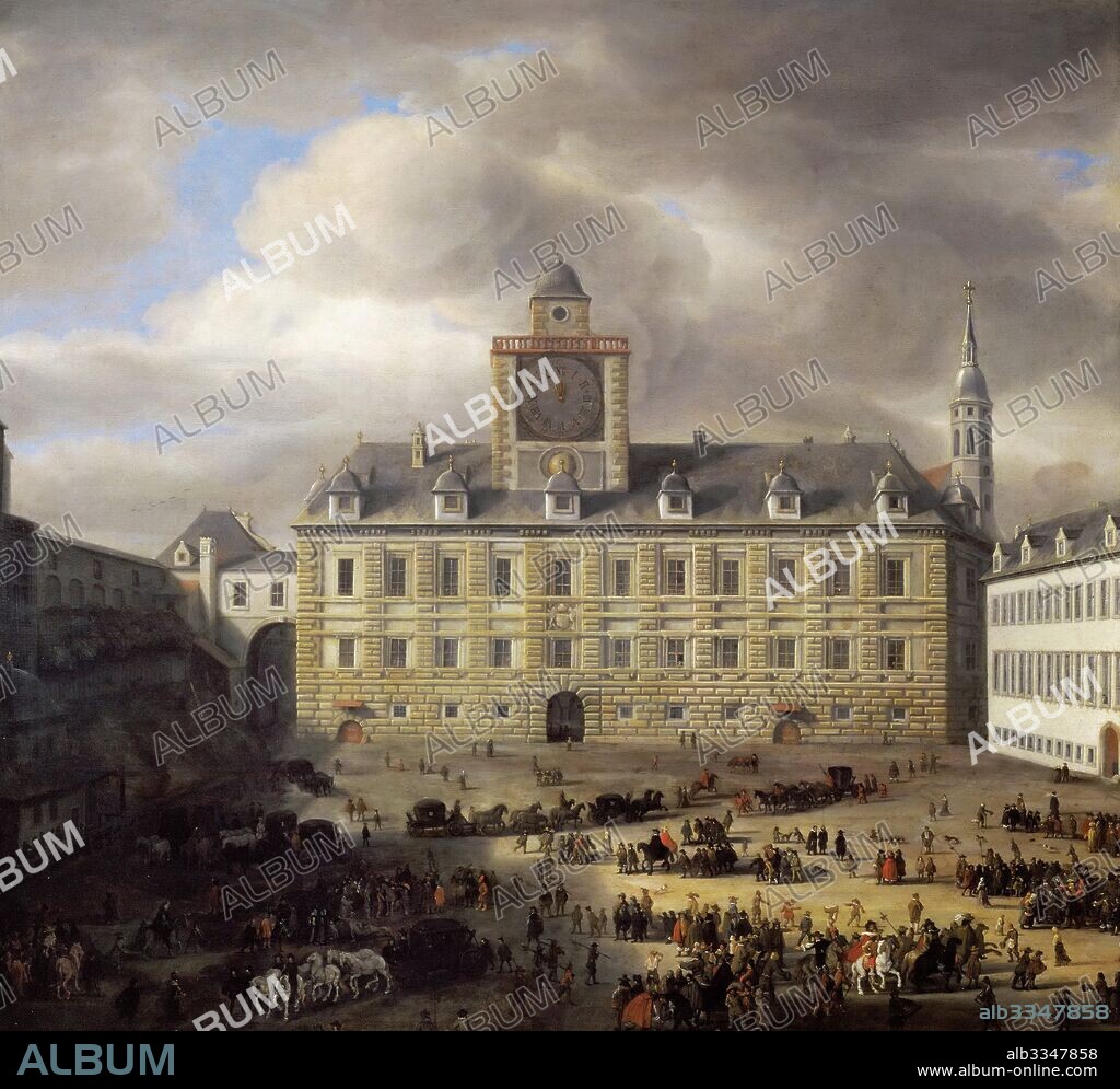 HOOGSTRATEN, SAMUEL DIRKSZ, VAN. Main square inside the Imperial castle in Vienna.