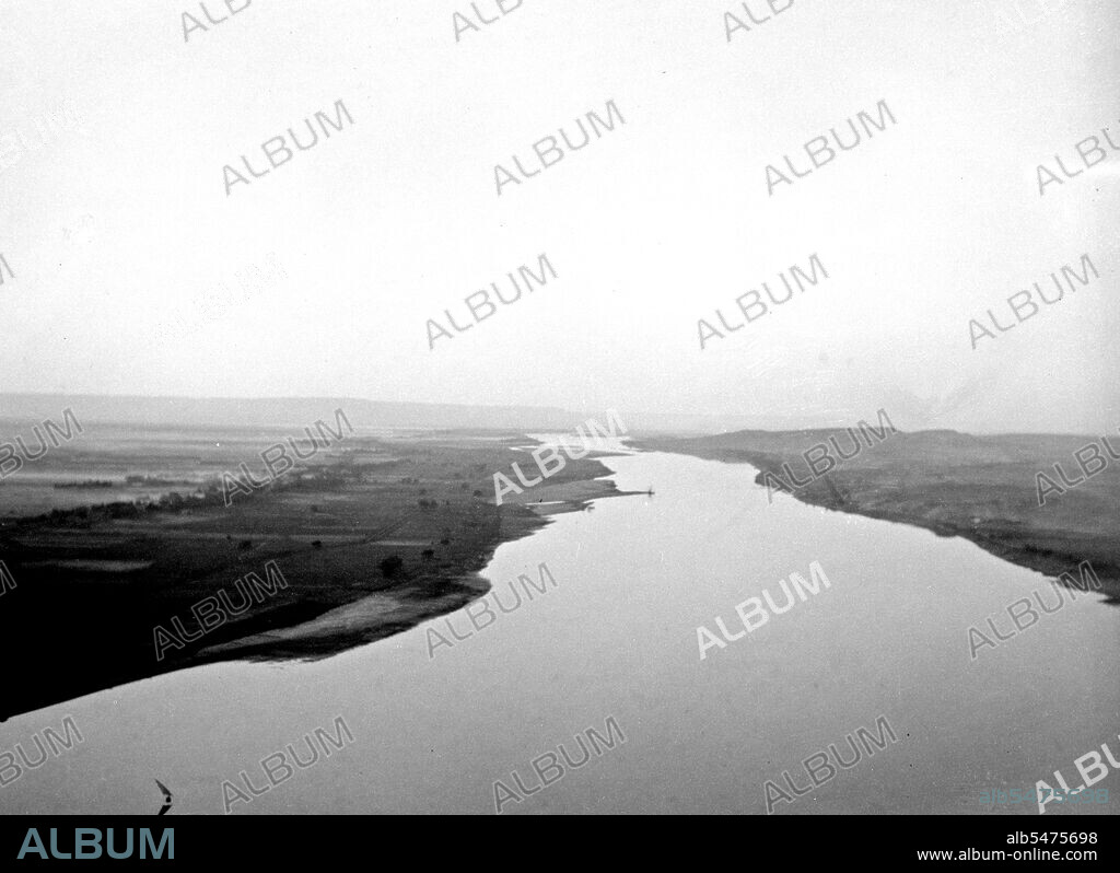 Aerial view of the Nile River south of Malakal Sudan ca. 1936.