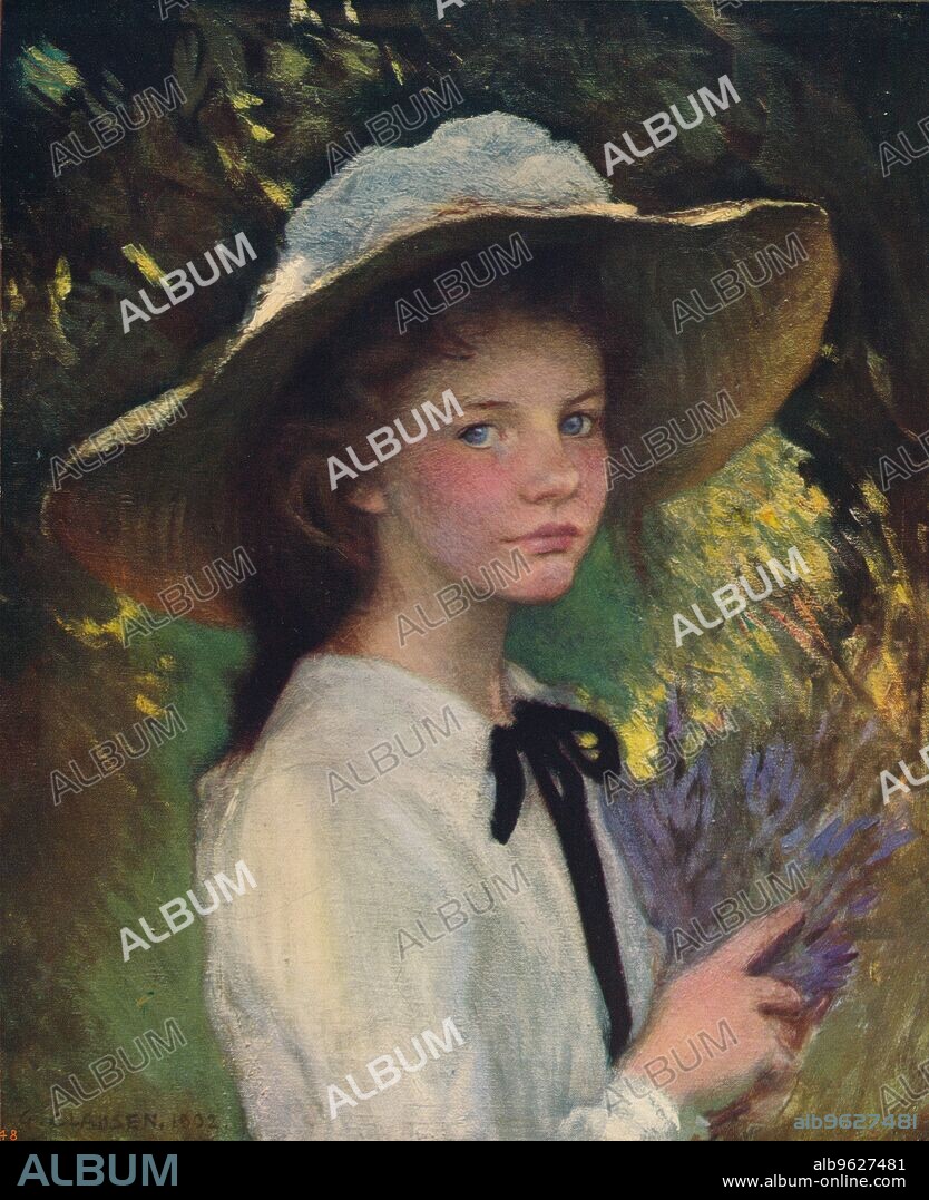 GEORGE CLAUSEN. 'Kitty', c1915. From International Art: Past and Present by Alfred Yockney. [Virtue & Company, London, c1915].