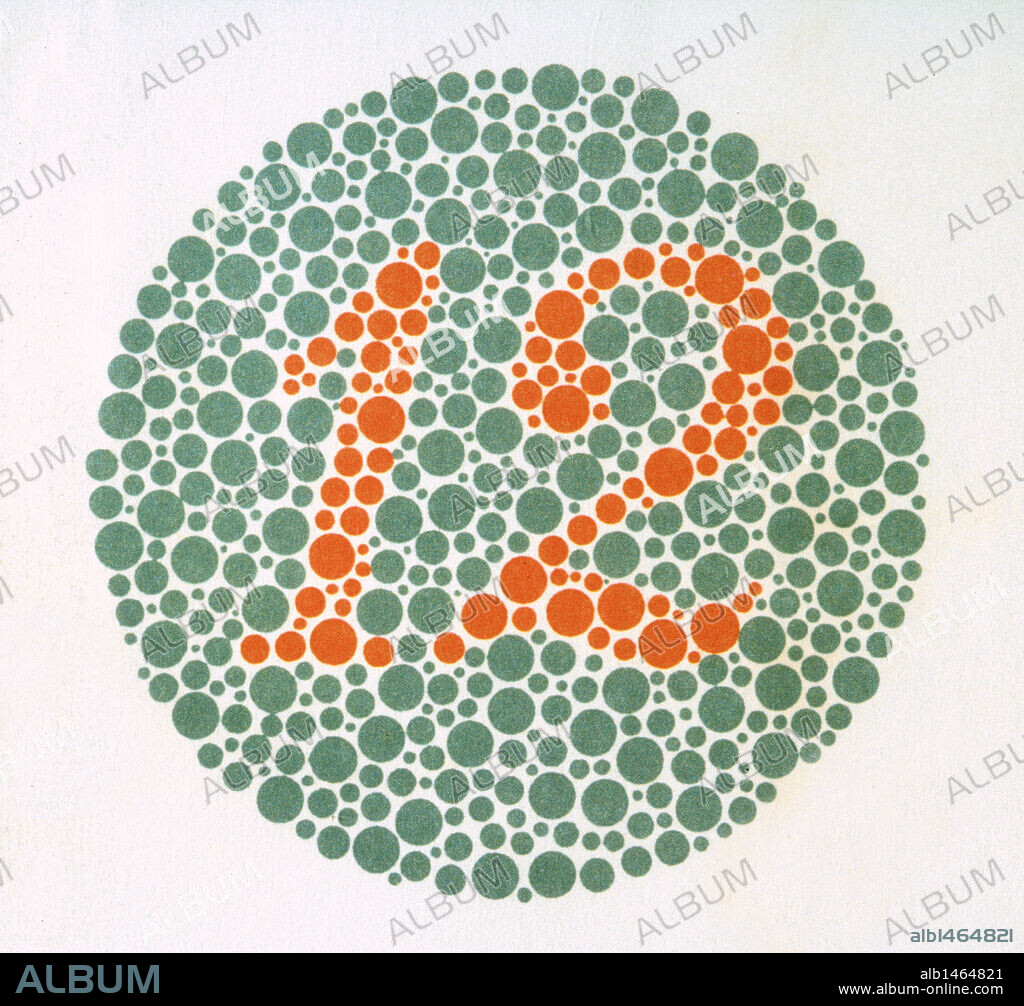 LAMINAS ISHIHARA. Método para diagnosticar el daltonismo. LAMINA Nº 1: En esta lámina un individuo con visión normal verá un 12. Tambien leerán un 12 todas aquellas persona con alguna deficiencia cromática.