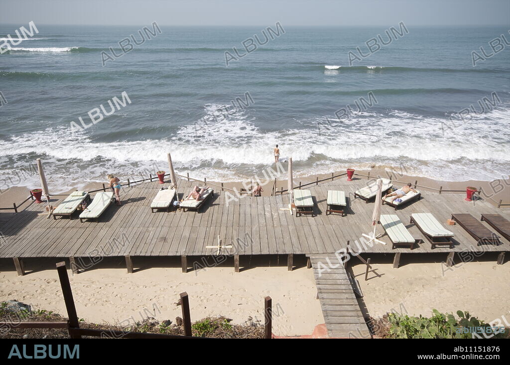 Beach at Ngala Lodge, situated between the resorts of Bakau and Fajara, near Banjul, Gambia, West Africa, Africa.