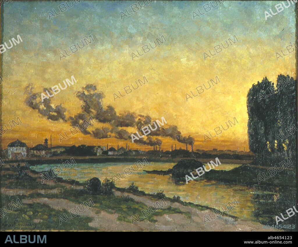 'Soleil couchant a Ivry'. Paris - Musee d'Orsay / 65 x 81 cm. Peinture de Armand Guillaumin (1841-1927) en 1869-1871. Credit: Coll. Bouquignaud/Kharbine-Tapabor.
