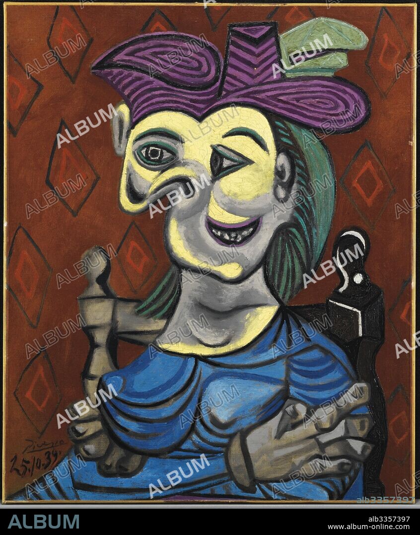 PABLO PICASSO. Femme assise, robe bleue.