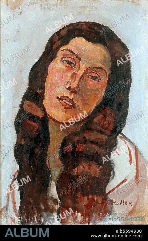 FERDINAND HODLER. Hodler, Ferdinand. 1853-1918. "Valentine Godé-Darel mit aufgelöstem Haar", 1913. (Valentine Godé-Darel, 1873-1915, ab 1908 Hodlers Geliebte). Öl auf Leinwand, 47 × 32 cm. Schaffhausen, Museum zu Allerheiligen.
