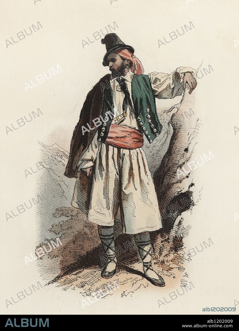 Hombre de Valencia, en la Edad Moderna. Grabado en color de 1870.