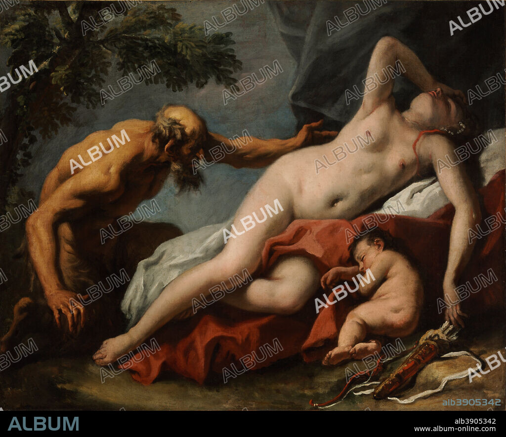 1659-1734) SEBASTIANO RICCI (PEINTRE. Venus and Satyr. Date/Period: 1716 - 1720. Painting. Oil on canvas. Height: 1,020 mm (40.15 in); Width: 1,255 mm (49.40 in).