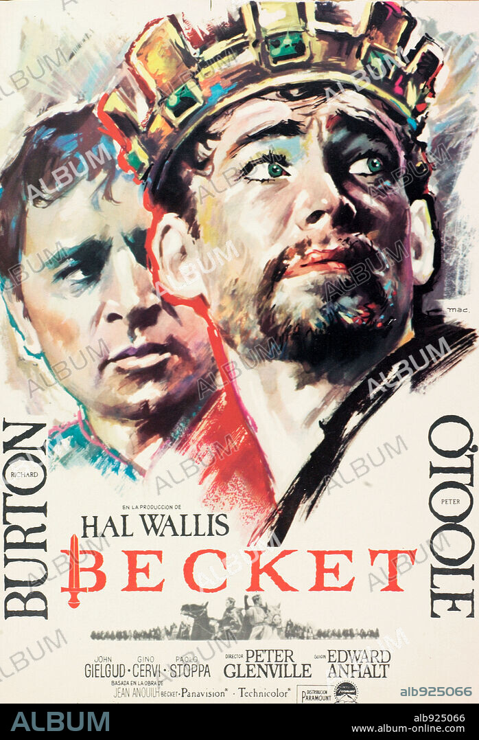 Poster of BECKET, 1964, directed by PETER GLENVILLE. Copyright PARAMOUNT PICTURES.