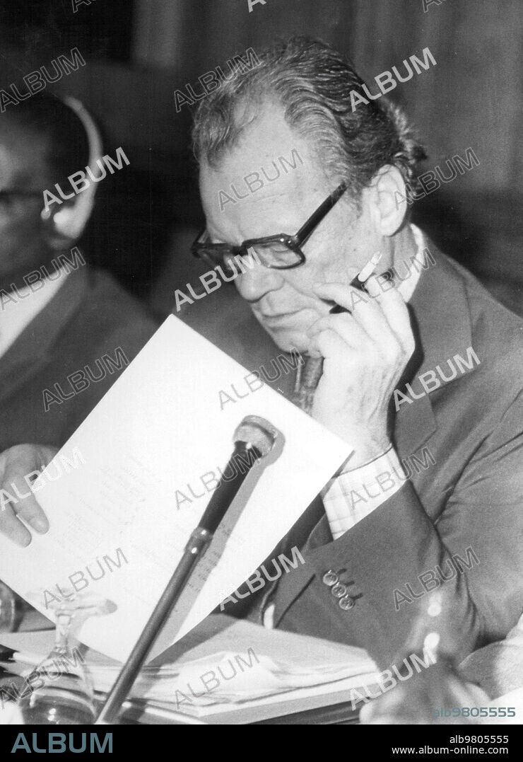 October 14, 1977. Willy Brandt at the political meeting of the socialist international of which he is the president.