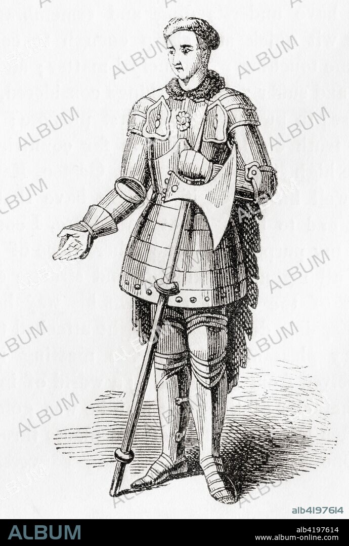 Thomas Montagu, 4th Earl of Salisbury, 6th and 3rd Baron Montagu, 5th Baron Monthermer, and Count of Perche, 1388 -  1428. English nobleman and commander during the Hundred Years' War.  From Old England: A Pictorial Museum, published 1847.