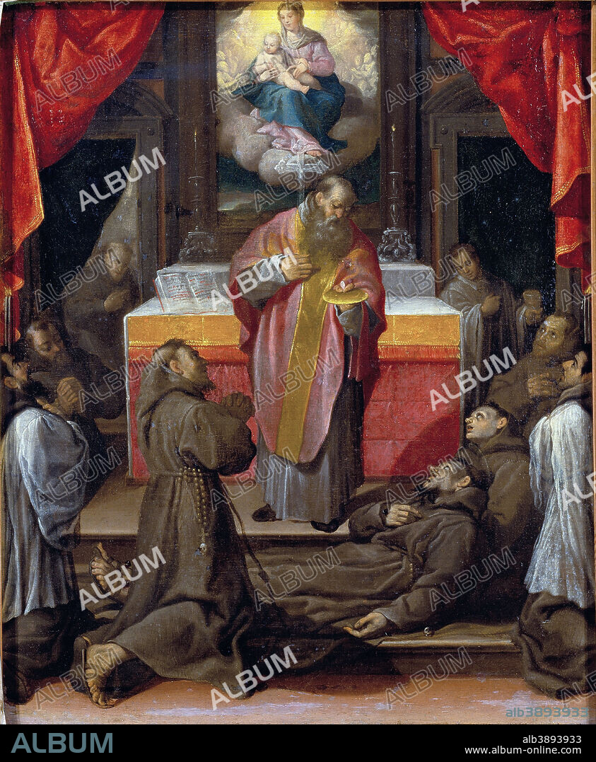 AGOSTINO ASCRIBED TO CARRACCI. The Last Communion of Saint Francis. Date/Period: Before 1596?. Painting. Oil on canvas Oil. Height: 670 mm (26.37 in); Width: 559 mm (22 in).