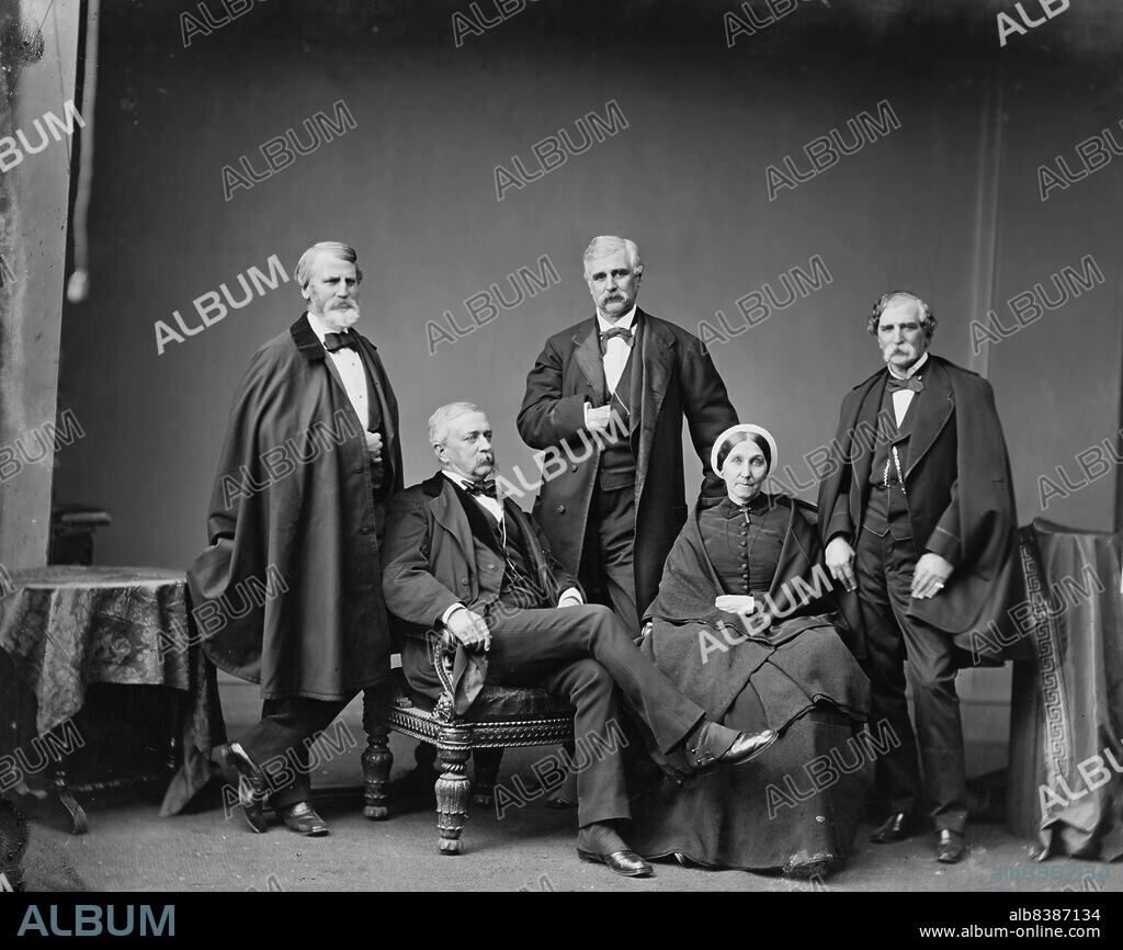Berret, Hon. James G. Mayor of Washington & group, between 1865 and 1880. [Politician James G. Berret (centre) was Mayor of Washington DC; 'forced to resign from office after being jailed by the Lincoln administration for sedition'].