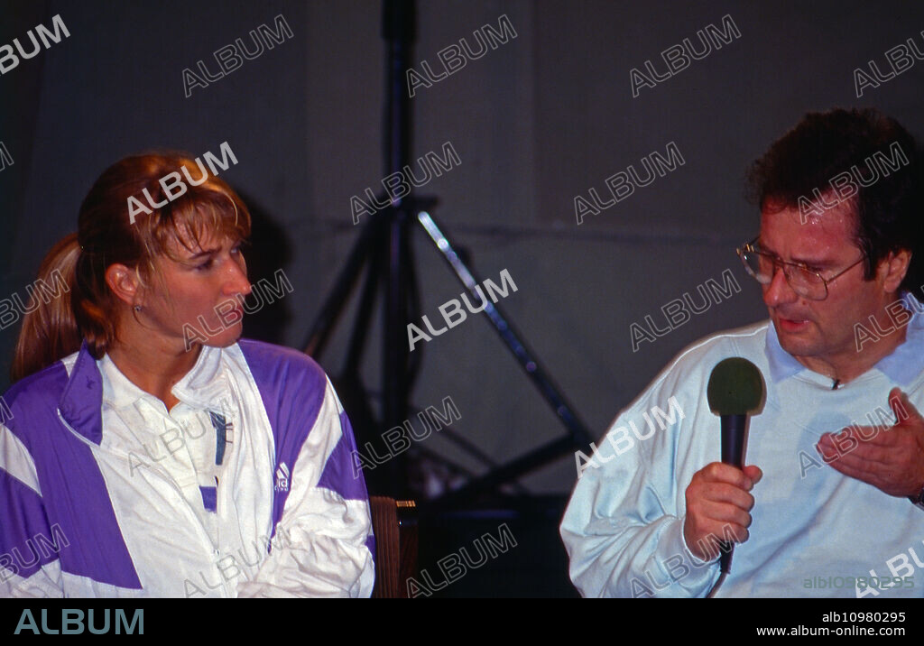 German tennis player Steffi Graf after a charity tennis match with Klaus Kinkel at Bonn, Germany 1992.