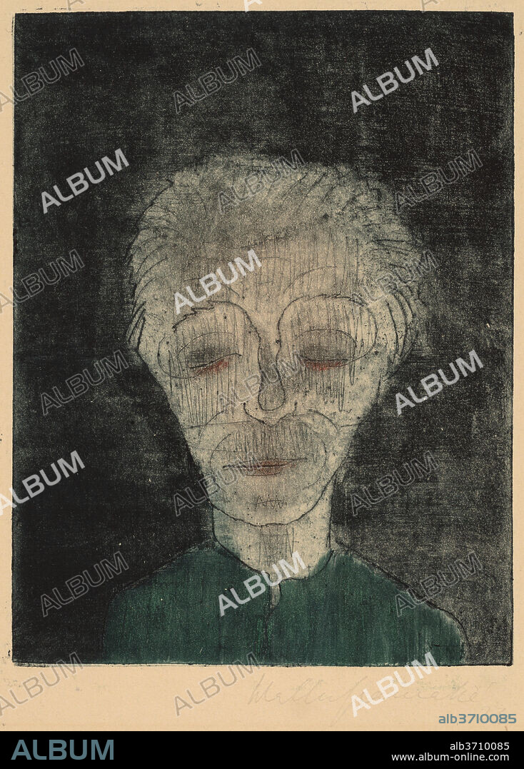 WALTER GRAMATTé. Tired Man (Self-Portrait). Dated: 1923. Dimensions: plate: 21.4 × 16.3 cm (8 7/16 × 6 7/16 in.)  sheet: 52.7 × 33.8 cm (20 3/4 × 13 5/16 in.). Medium: color etching and aquatint on wove buff paper.