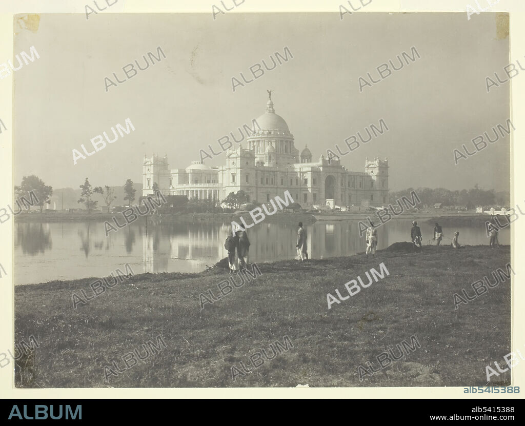 JOHNSTON & HOFFMANN. Victoria Memorial at Calcutta, ca. 1910s. [Monument to Queen Victoria, on the banks of the Hooghly River in Kolkata, India. The building opened to the public in 1921]. Gelatin silver print.