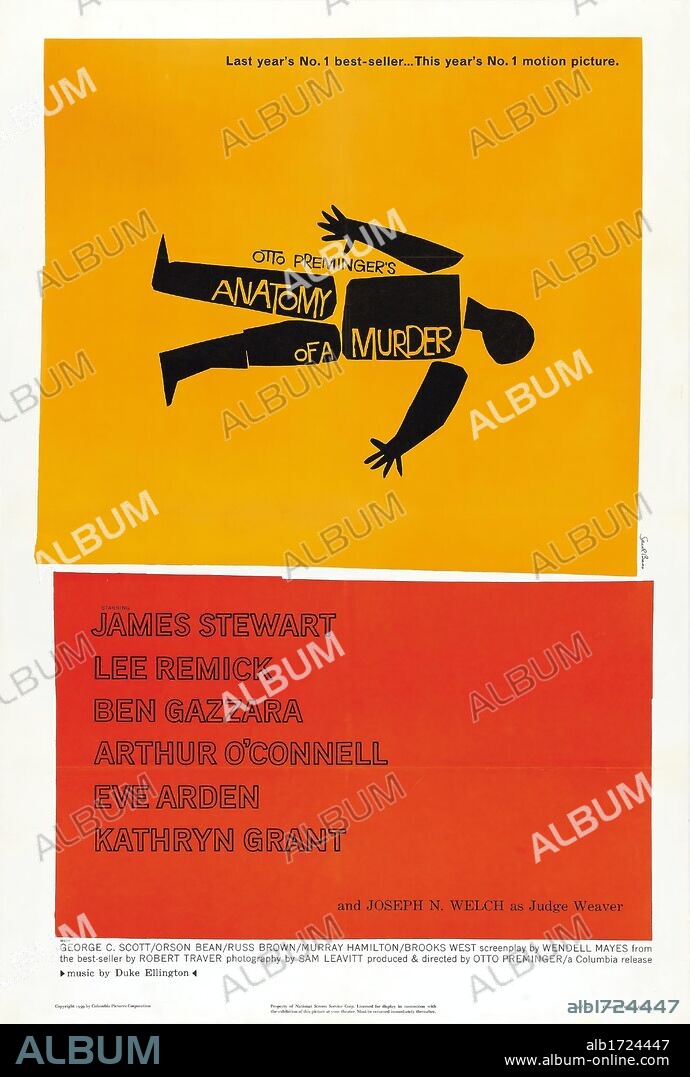 Poster of ANATOMY OF A MURDER, 1959, directed by OTTO PREMINGER. Copyright COLUMBIA PICTURES.