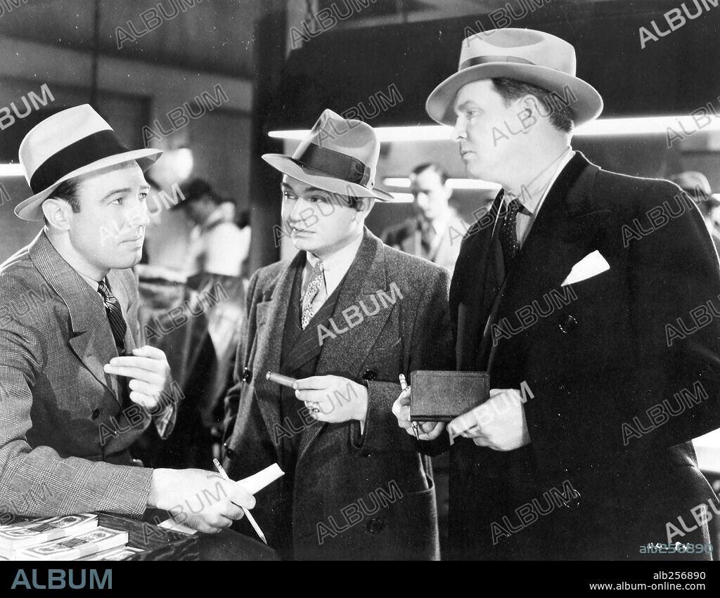 BARTON MacLANE, EDWARD G. ROBINSON and GEORGE E. STONE in BULLETS OR BALLOTS, 1936, directed by WILLIAM KEIGHLEY. Copyright FIRST NATIONAL.