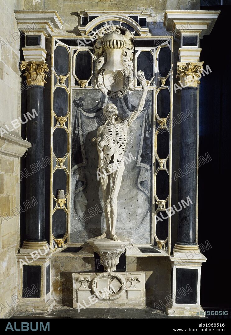 Tomb of Rene de Chalon, killed during the siege of St Dizier, 1544, by sculptor Ligier Richier (1500-1567) in the Church of Saint-Etienne, Bar-Le-Duc, France.