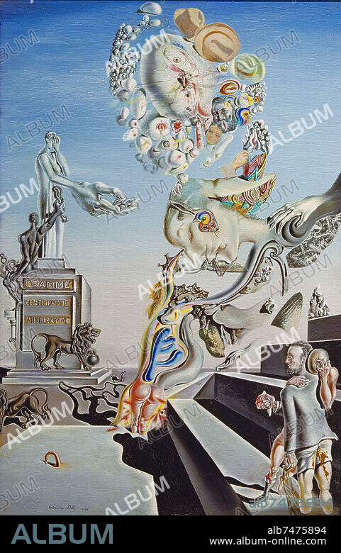SALVADOR DALÍ. Dali, Salvador; Spanish painter. 1904-1989. "Le Jeu lugubre" (The Lugubrious Game), 1929. Oil and collage on cardboard. 44.4 × 30.3cm. Private collection.
