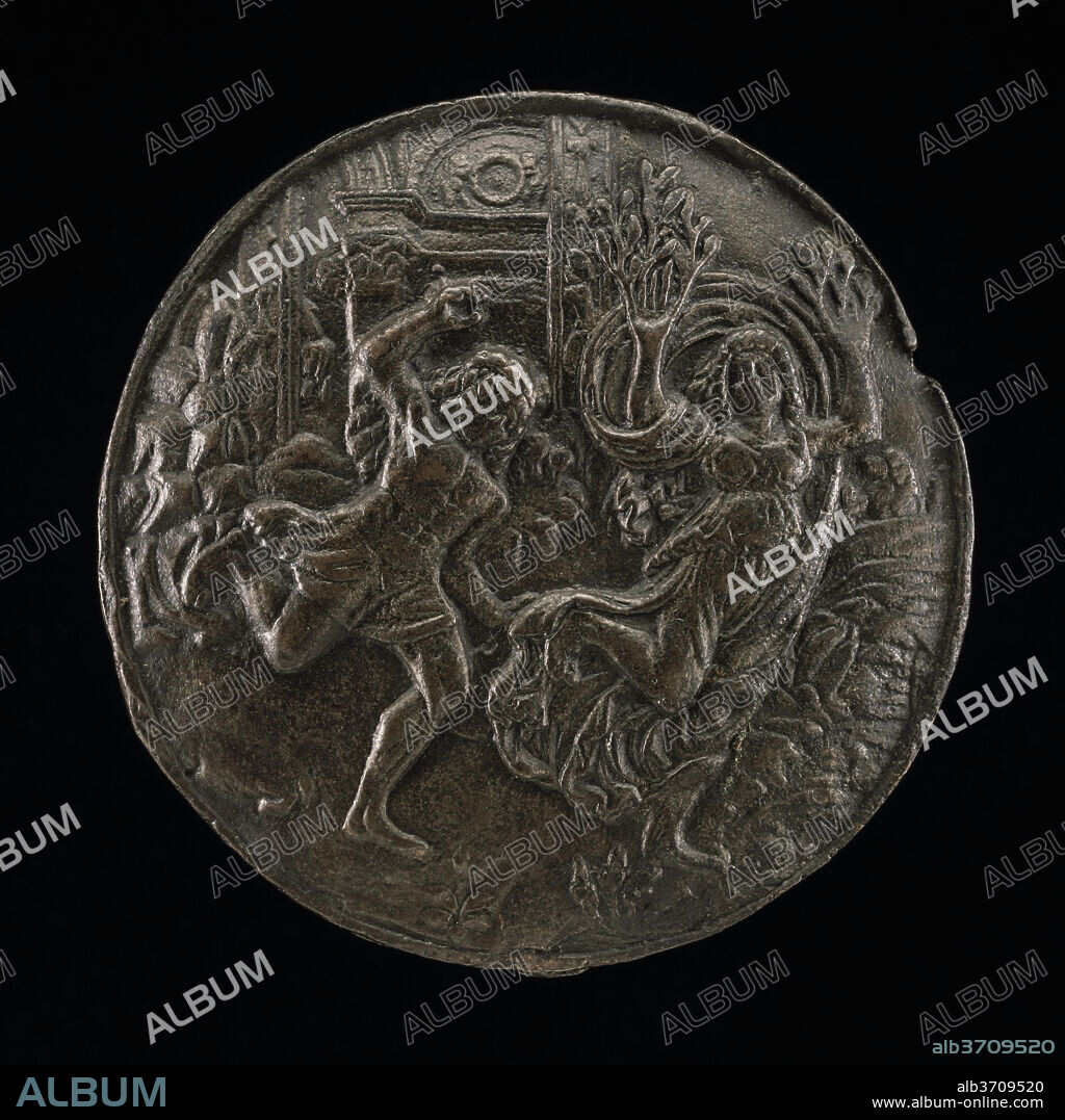 MASTER OF THE ORPHEUS LEGEND. Apollo and Daphne. Dimensions: overall (diameter): 5.4 cm (2 1/8 in.) gross weight: 41 gr. Medium: bronze//Dark brown patina.