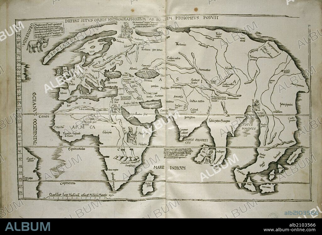 WORLD MAP: SIGNATURE U-2010. GEOGRAPHY OF PTOLEMY.MEDIEVAL DOCUMENT GEOGRAPHY (EXHIBITION THE SCIENTIFIC LEGACY OF AL-ANDALUS) (LOCATION: NATIONAL LIBRARY).