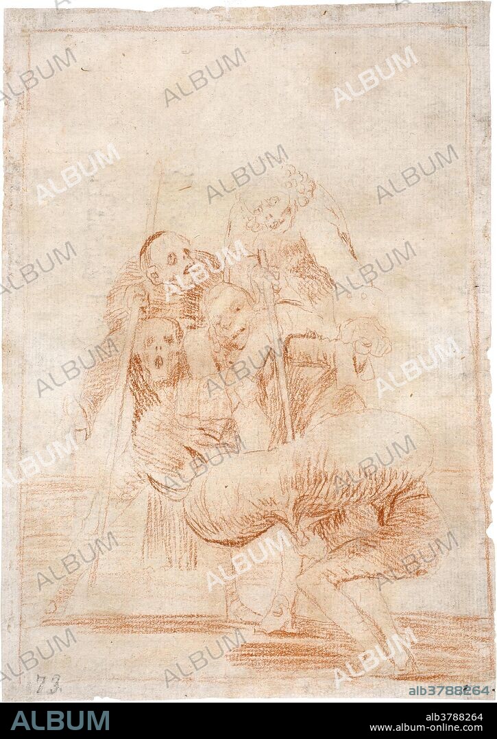 Francisco de Goya y Lucientes / 'Unos a otros. Capricho 77'. Hacia 1797. Sanguina sobre papel agarbanzado, 203 x 143 mm.