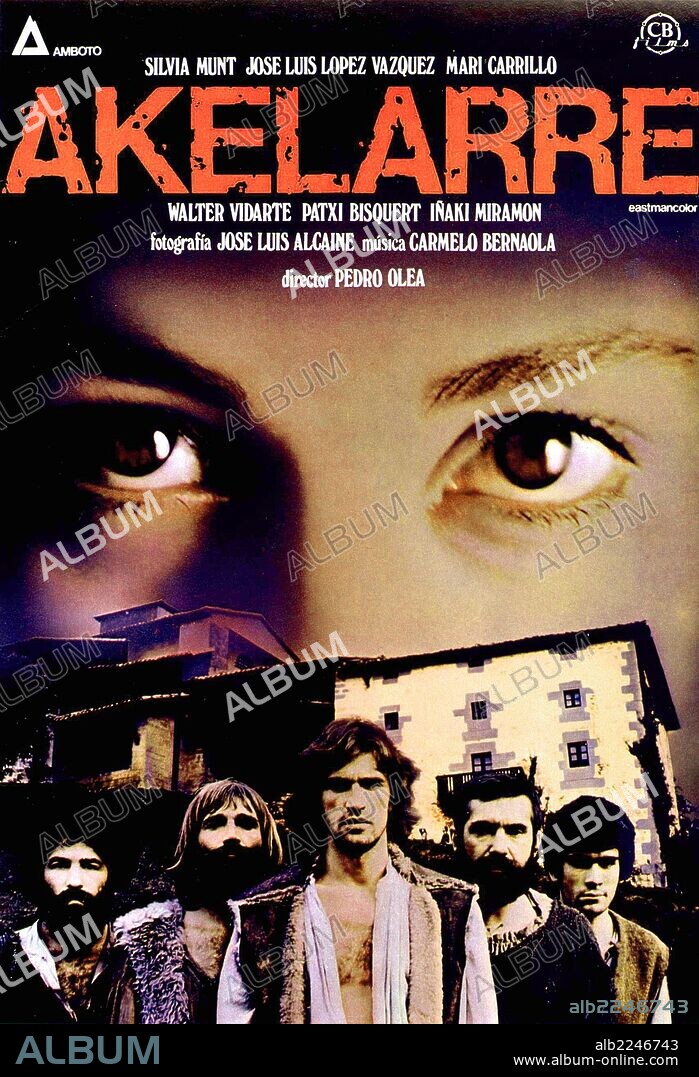 Poster de AKELARRE, 1984, dirigida por PEDRO OLEA. Copyright AMBOTO AUDIOVISUAL.