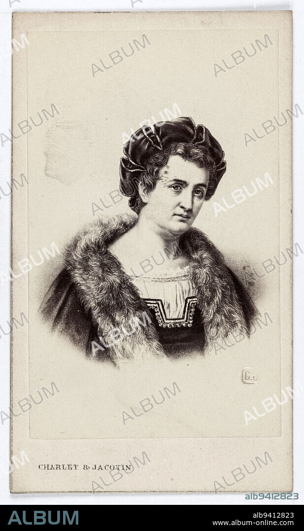 Portrait of François-Joseph Talma (1763-1826), actor at the Comédie Française between 1787 and 1826, and at the Théâtre Français in 1791., Charlet & Jacotin, Photographer, Between 1860 and 1890, 2nd half of the 19th century, Photography, Graphic arts, Photography, Albumen paper print, Dimensions - Work: Height: 8.8 cm, Width: 5.5 cm, Dimensions: Height: 10.4 cm, Width: 6.1 cm.