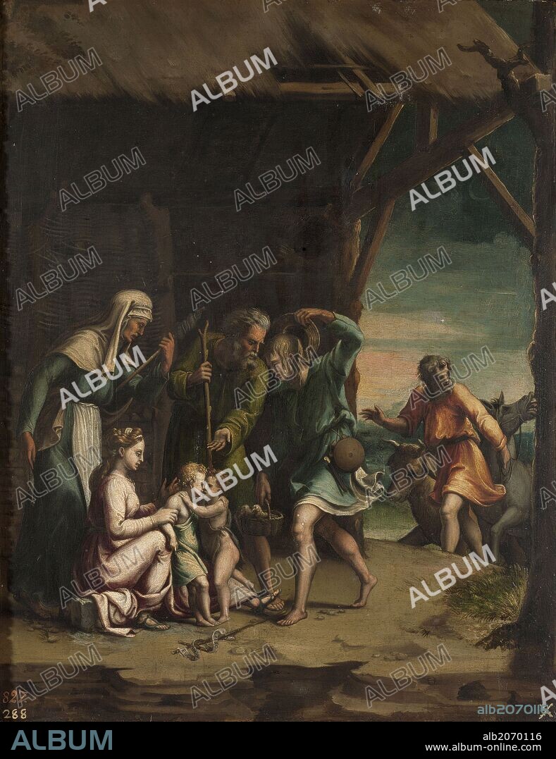 GIANFRANCESCO PENNI and GIULIO ROMANO. Giovanni Francesco Penni; Giulio Romano / 'The Adoration of the Shepherds', First quarter 16th century, Italian School, Panel, 48 cm x 37 cm, P00322.
