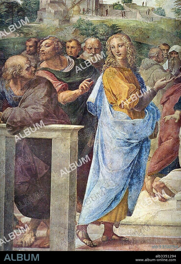 RAPHAEL (RAFFAELLO SANZIO DA URBINO). Disputa. Detail: Architect Bramante and Francesco Maria Della Rovere (right).
